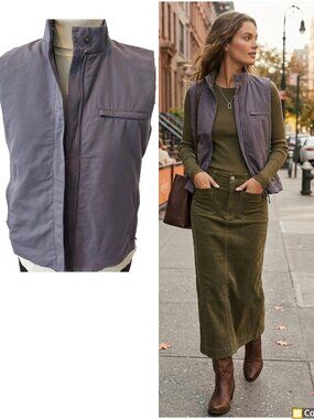Eileen Fisher Lavender Full Zip Stand Collar Vest. SZ PP. 52% Cotton 48% Nylon.
